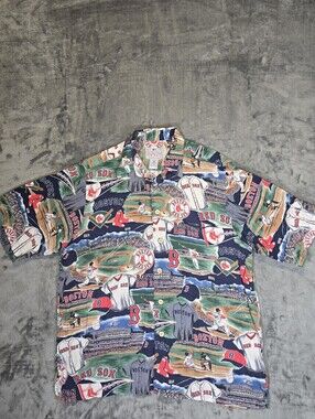 Vintage MLB Reyn Spooner Boston Red Sox Hawaiian Button Up Shirt Size Medium AOP